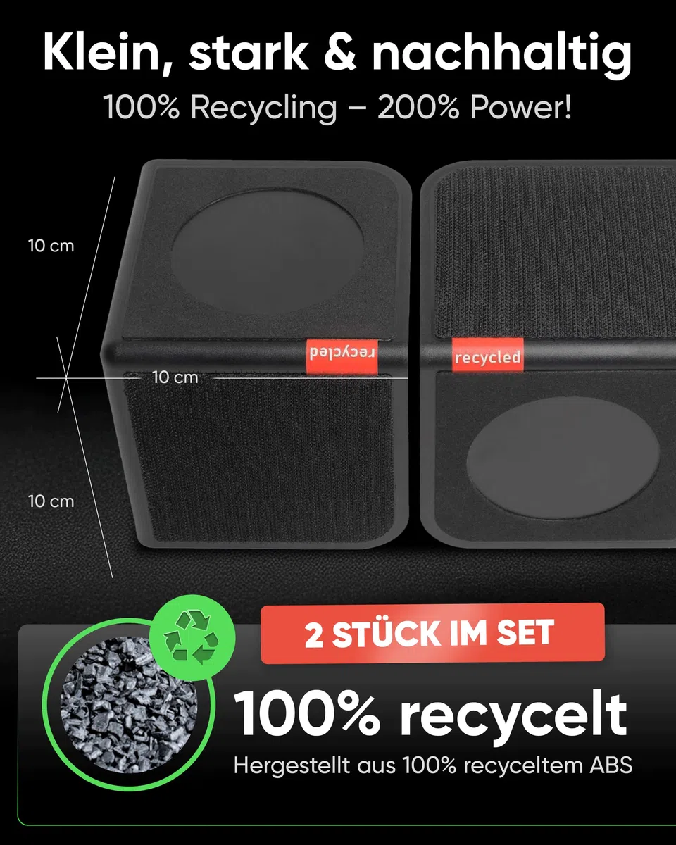 rati Nook 2x Kofferraum Organizer Klett & Antirutschpads [100% Recycelt] Gepäckfixierung Kofferraum - Designprämiert iF Award - Universal Auto Zubehör für Taschen Flaschen Boxen usw. - Schwarz