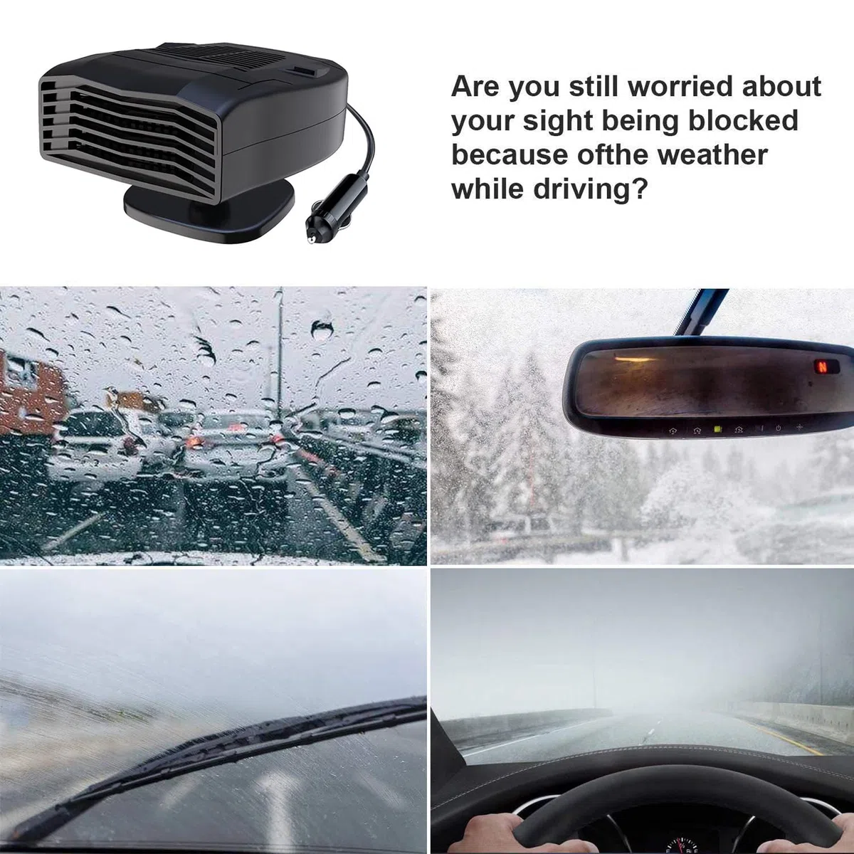 Auto Heizung, 12V Tragbar für Autos Schnelles Aufheizen, Windschutzscheiben Defogger, 360 ° drehbare Basis für Auto, Stecker in den Zigarettenanzünder für den Winter
