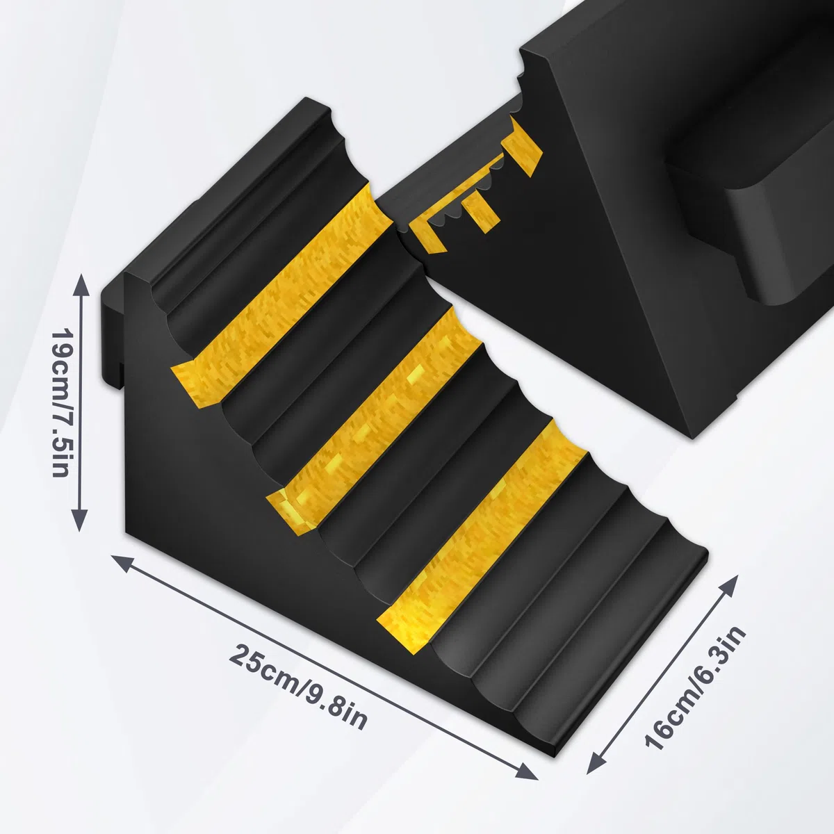 Aufun 2 Stück Gummi Unterlegkeile Auto Anhänger Wohnmobil – Robuste Radkeile mit Griff, 25 x 16 x 19cm rutschfeste Bremskeile für Pkw, LKW, Trailer, Wohnwagen, Radstopper Unterlegkeile