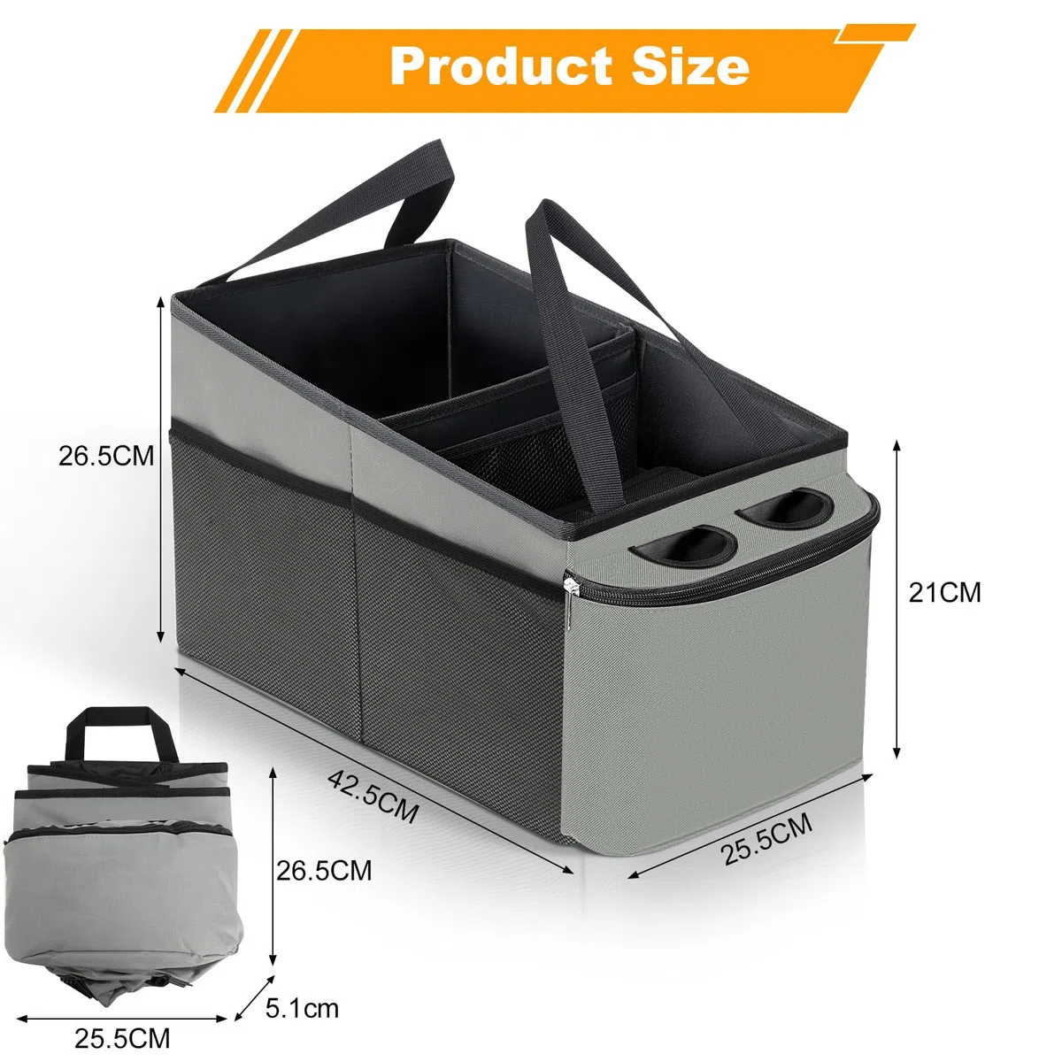 Romon Auto Organizer, Universelles Innen-Zubehör für Rücksitze, Kinderaufbewahrungsbox, für Rück- und Beifahrersitze, Aufbewahrung für Spielzeuge, Bücher, Snacks, Grau