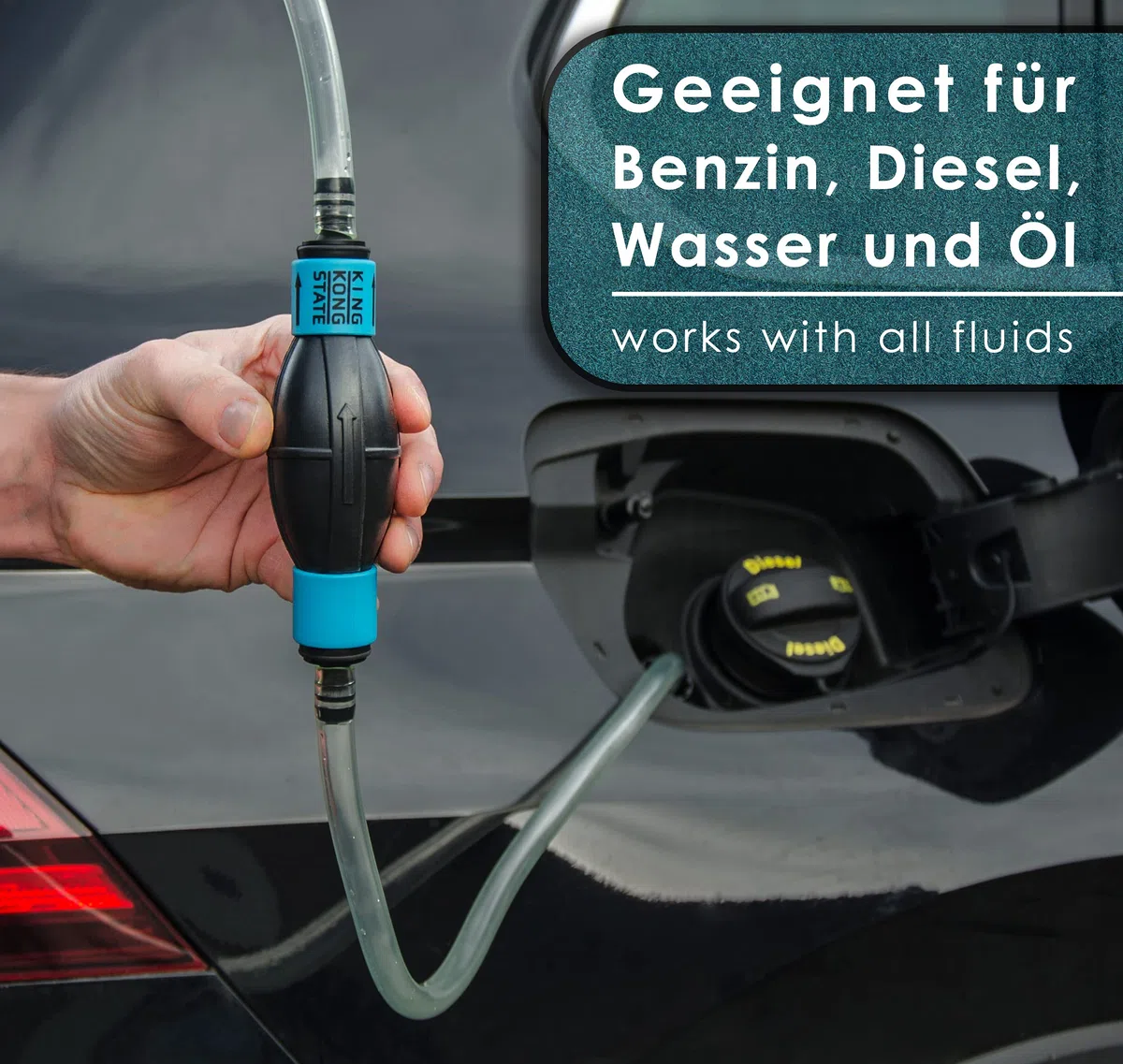King Kong State Handpumpe NEU - Umfüllpumpe für Flüssigkeiten wie Wasser, Benzin, Diesel oder Öl-Gemische l optimal für den Auto- und Motorrad-Bereich