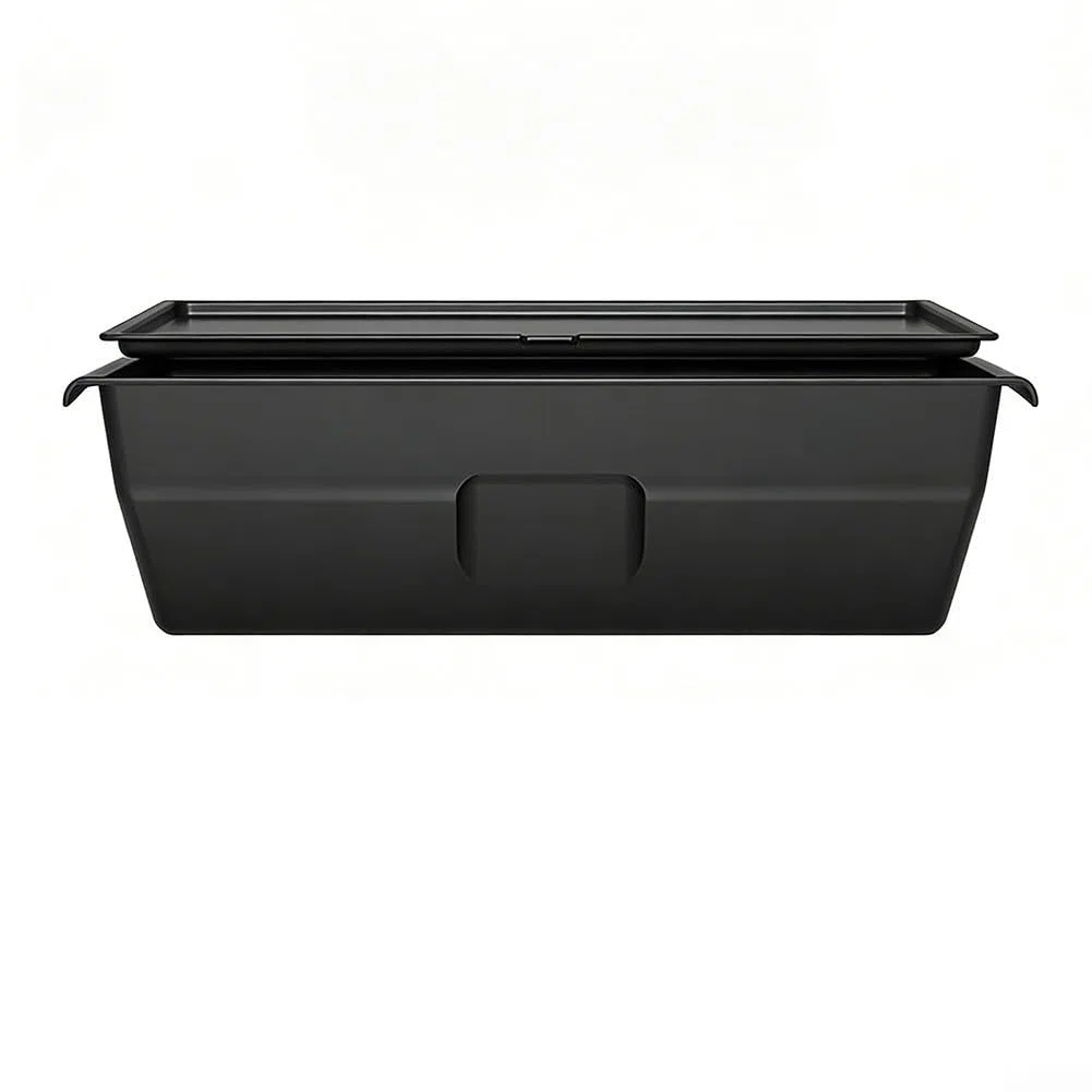 Aufbewahrungsbox unter dem Sitz für Modell Y 2025 2026, TPE Mittelkonsole Mülleimer Organizer, Vordersitzfüller, Auto-Innenzubehör, schwarz (Frontbox und Abdeckungen)