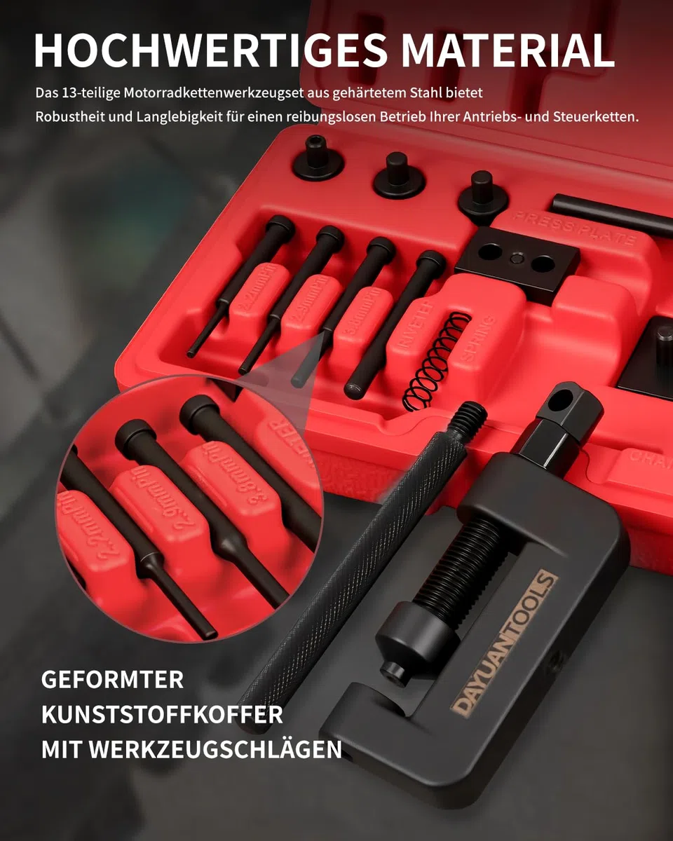 DAYUAN Kettennieter Motorrad,Motorrad Kettenbrecher Werkzeugsatz, Motorradketten Trennwerkzeug Nietwerkzeug,Riveting Tool Motorcycle, Motorradketten Kettentrenner Für Atv Dirt Bike Fahrrad/Motorrad