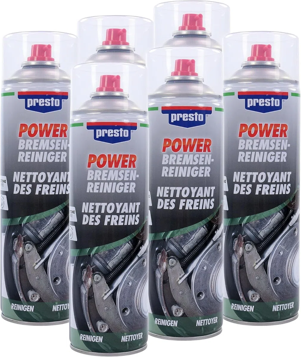 presto POWER Bremsenreiniger, kraftvoller Öl- und Fettentferner, säurefrei, sprühstark, rückstandsfrei, für Motoren, Maschinen, vielseitige Anwendungen, 500 ml