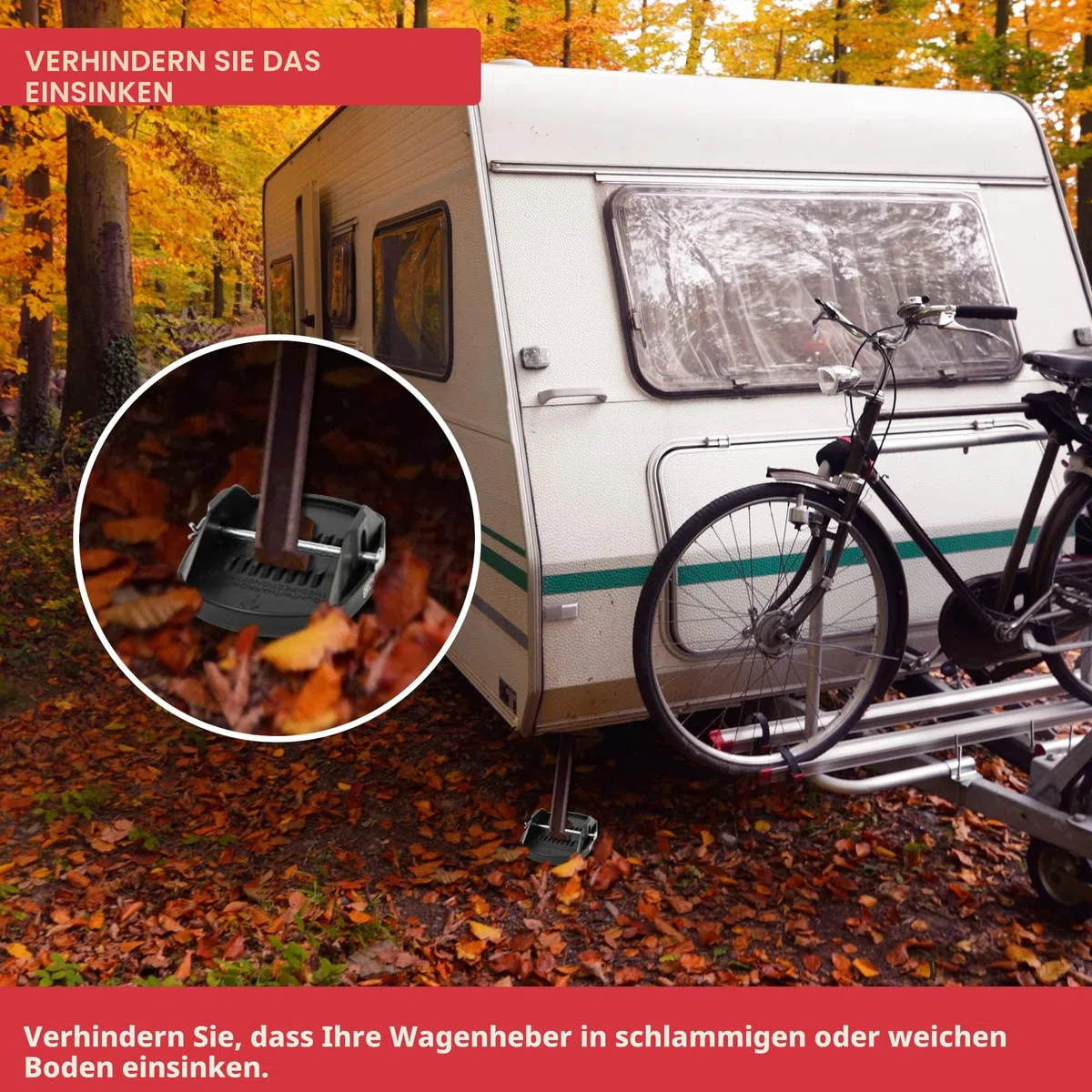 GADLANE Wohnwagen Stützplatten 4 Stück - Robust Stützblöcke für Wohnmobil, Caravan, Anhänger - Ideal zur Stabilisierung des Wohnwagenbeins (Kein Werkzeug Erforderlich)