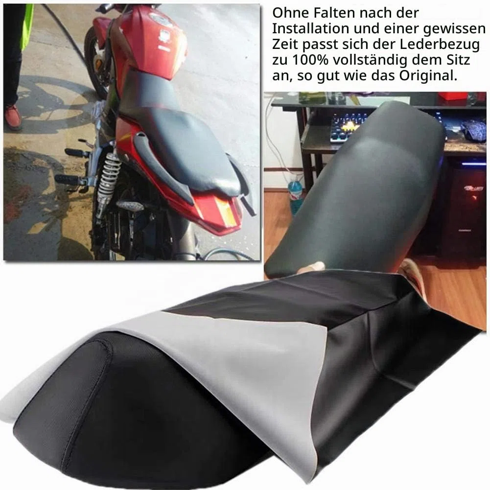 1 Motorrad Sattelbezug Motorrad Sattelbezug schwarz Leder Universal Leder Sitzprotektor Die meisten Motorräder haben eine verschleißfeste und wasserdichte Beschichtung, 100cmx70 cm