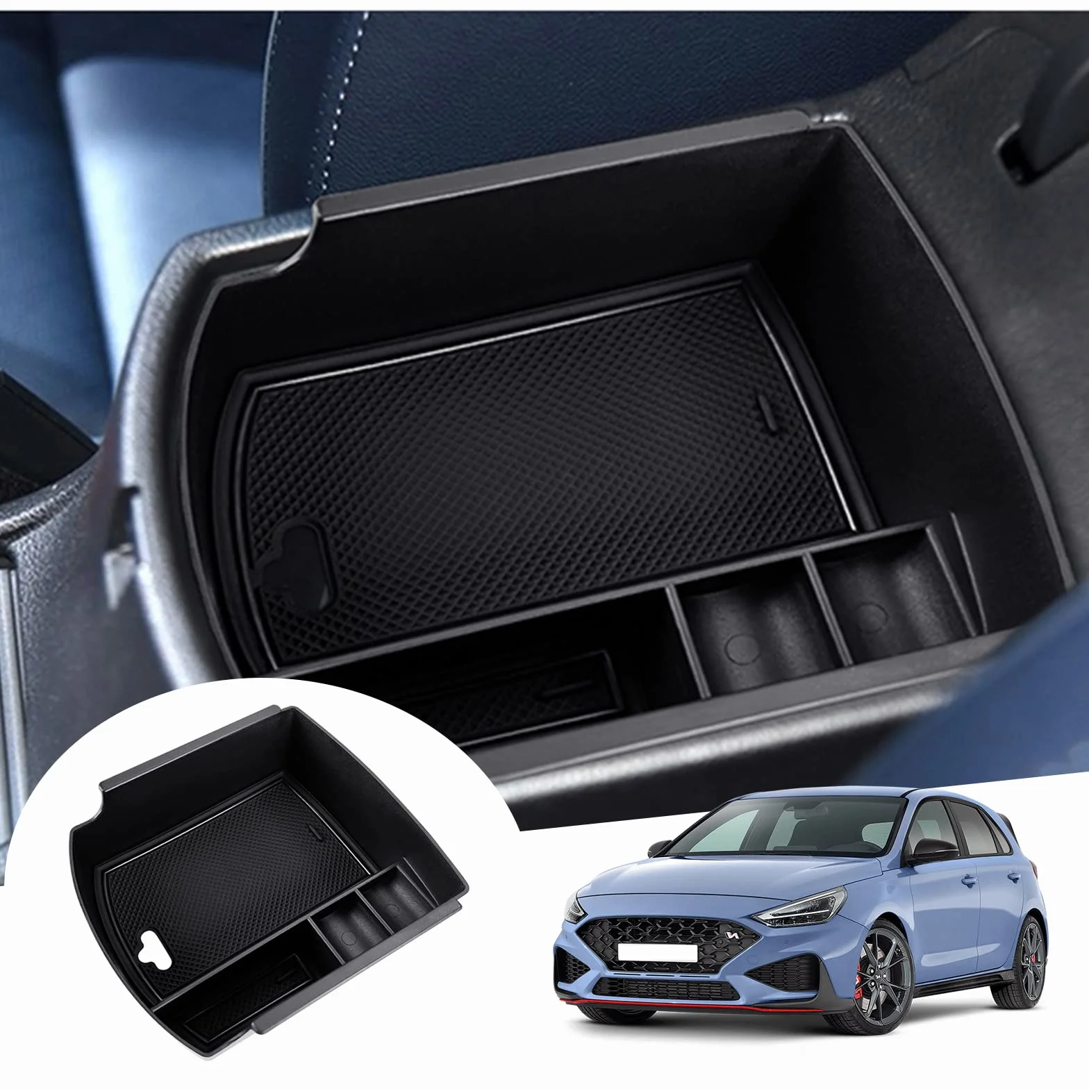 GAFAT Kompatibel mit 2017-2025 2026 Hyundai i30/N/N Line/Fastback Mittelkonsole Aufbewahrungsbox, Armlehne Organizer Tray Handschuhfach, i30 Zubehör [Nicht Für Elektronische Bremse]