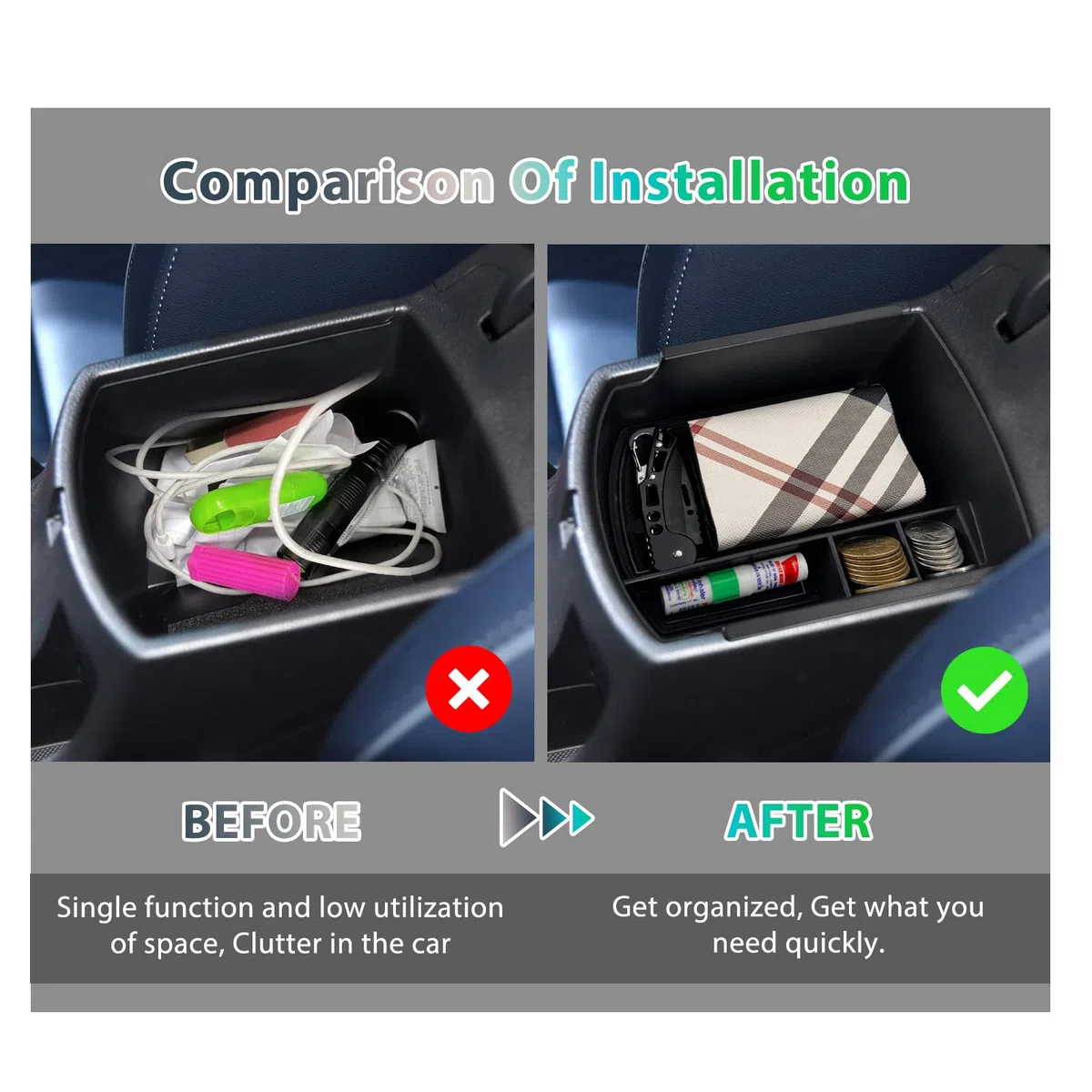 GAFAT Kompatibel mit 2017-2025 2026 Hyundai i30/N/N Line/Fastback Mittelkonsole Aufbewahrungsbox, Armlehne Organizer Tray Handschuhfach, i30 Zubehör [Nicht Für Elektronische Bremse]