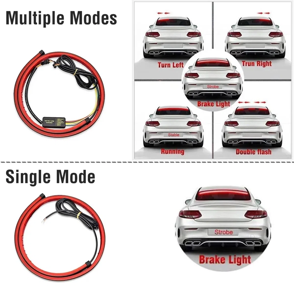 Bremsleuchte 100cm Auto Styling Hohe Hinten Zusätzliche Bremsleuchten Mit Blinker Lauflicht Auto Bremse Flexible Streifen(100cm Single Mode)