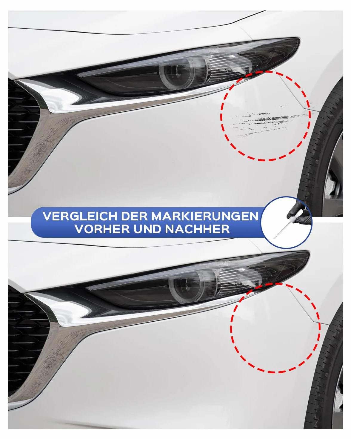 46V Soul Red Crystal Metallic Tricoat Lackstift Kit für Mazda – Exakte Übereinstimmung für Chips und Kratzer