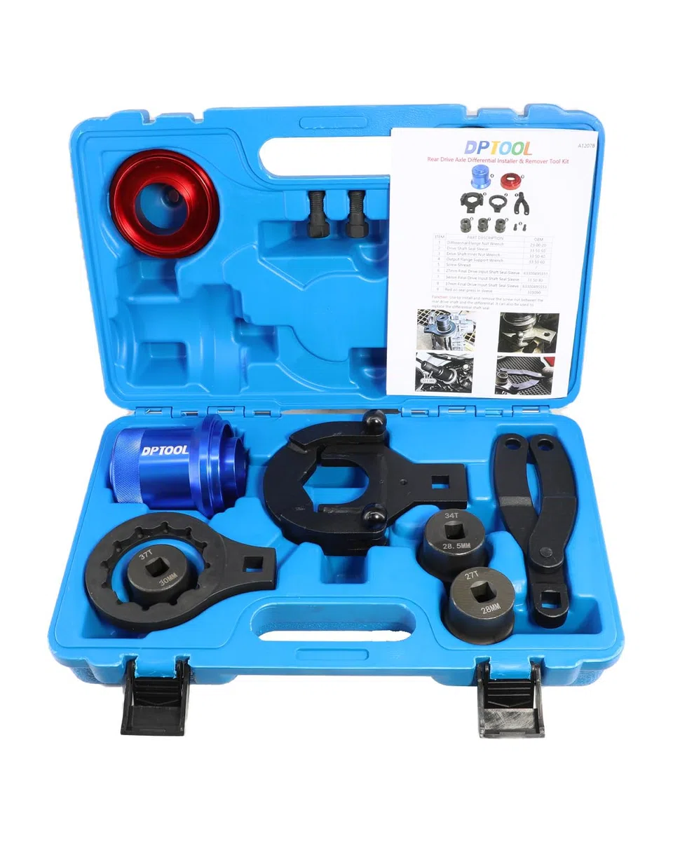DPTOOL Werkzeugsatz zum EIN- und Ausbauen des Differentials der Hinterachse, kompatibel mit BMW M2 M3 M4 M5 E70 E90 E91 E92 X3 X5 X6 RWD 4WD 7er-Reihe, ersetzt 335040 mit 27/34/37-Zahn-Steckschlüssel
