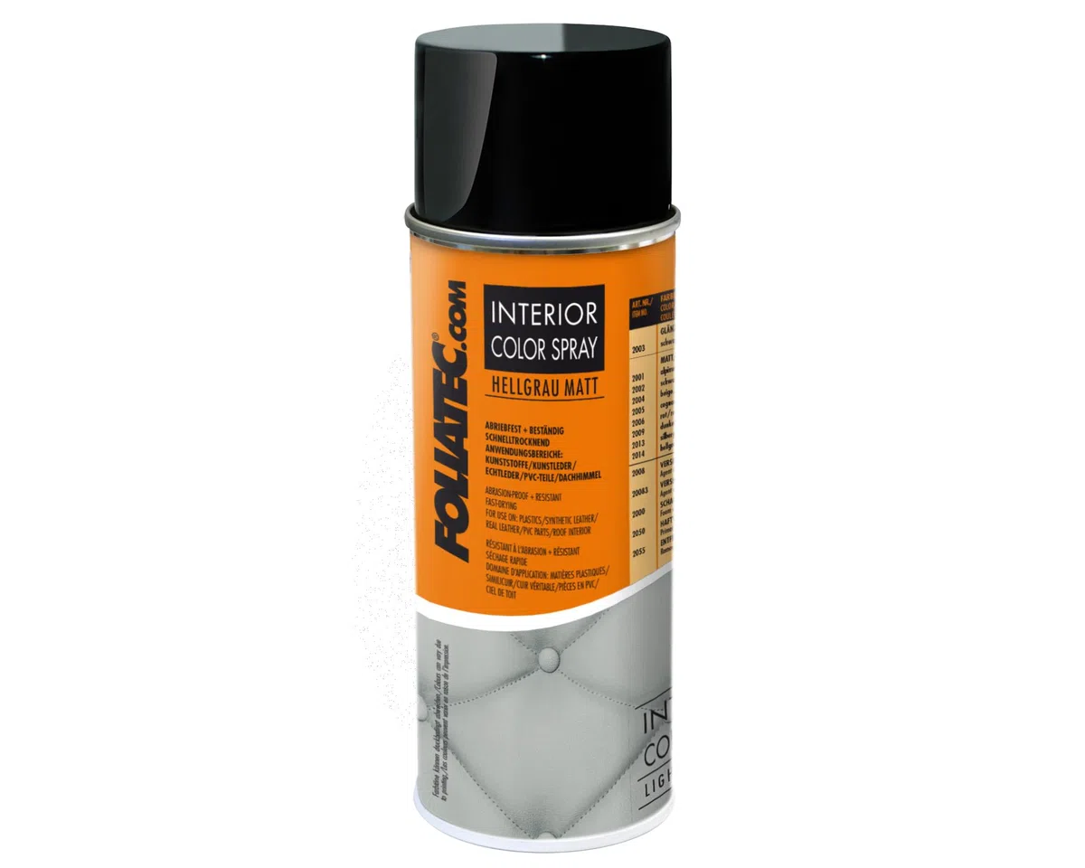 Foliatec Interior Color Spray Farbspray für Kunststoffe, Kunstleder und Leder, hellgrau matt, 400 ml