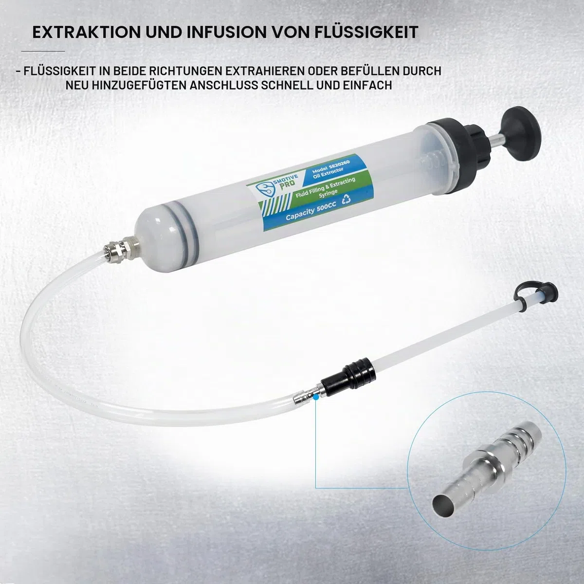 SMOTIVEPRO 500ml Ölabsaugpumpe mit Füllstandanzeige, Handpumpe Geeignet für Motor-, Getriebe-, Hinterachsöl und Kühlflüssigkeit