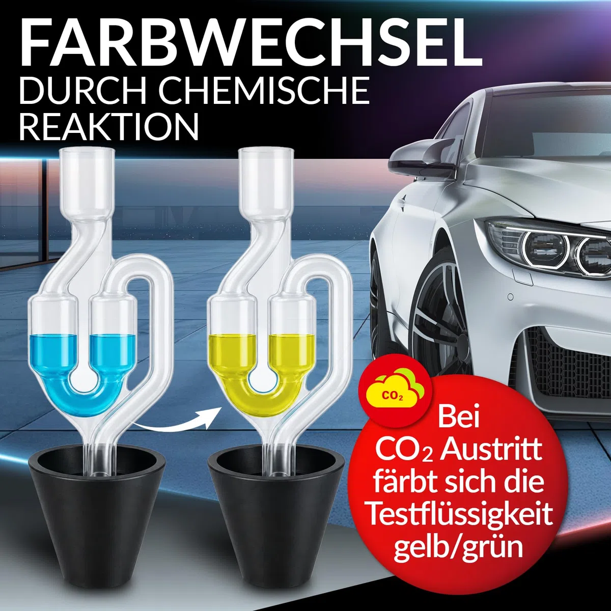 Heimwert Zylinderkopfdichtung Tester ohne Herumschrauberei - extrem günstiger und zuverlässiger Kühlmittel Dichtheitstest per Farbwechsel - co2 Tester Kühlwasser u Zylinderkopf KFZ u Motorrad (10 ml)