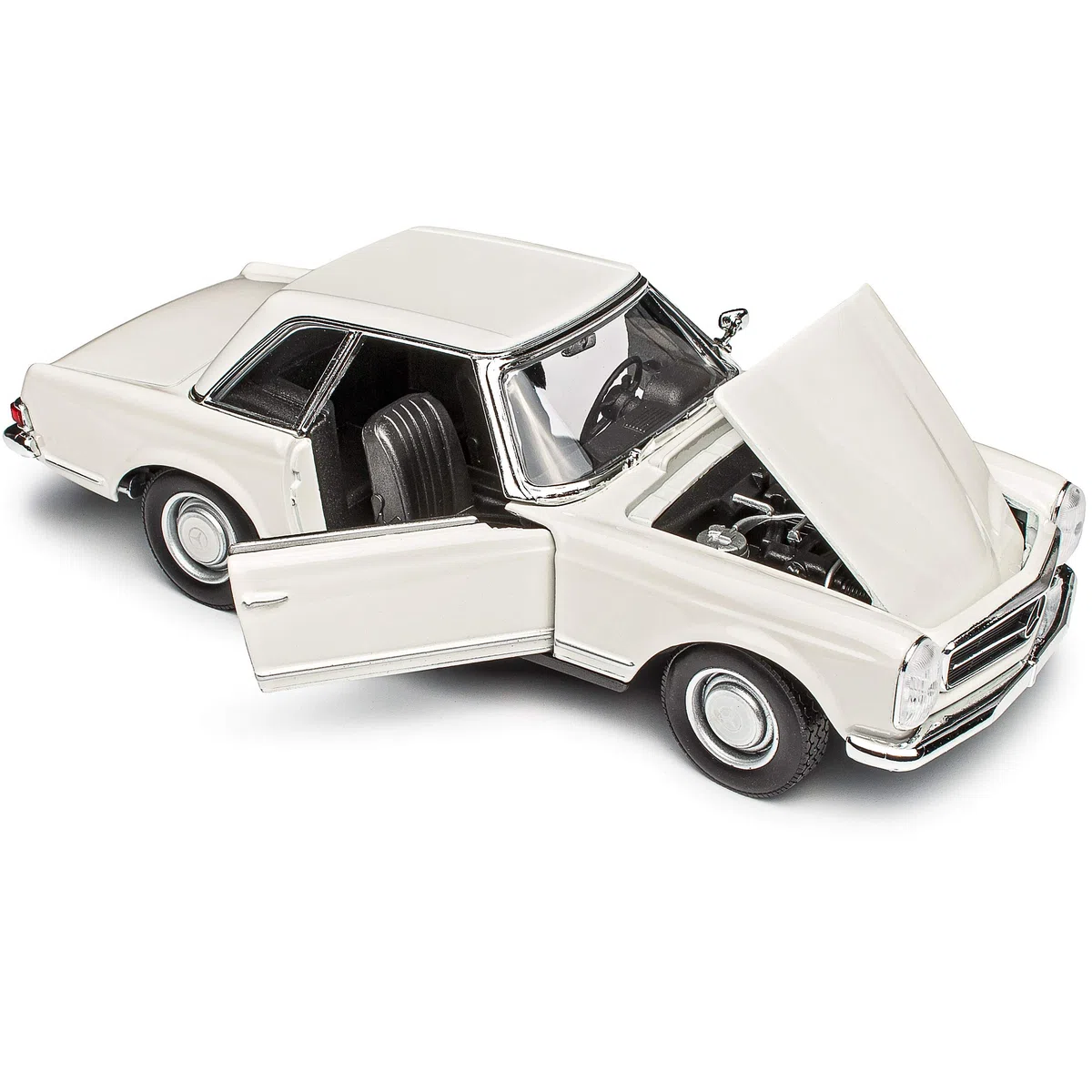 Generisch Mercedes-B SL-Klasse 230SL Pagode Coupe Beige Creme Weiss W113 1963-1971 1/24 Welly Modell Auto