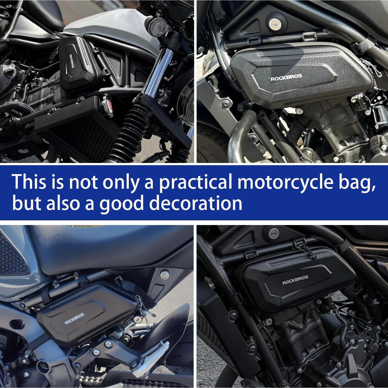 WOOGA Motorrad Kleine Dreieck Seite Tasche wasserdichte Sport Version PU Leder Lagerung Werkzeug Sattel 3.5 Gal (1.5 L) für Ho&nda Rebel CMX 250 CMX 300 CMX500 CMX 1100 Zubehör (Linke Tasche)
