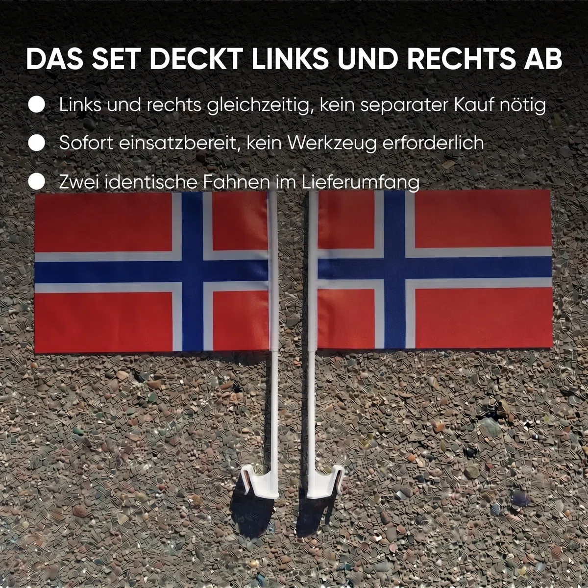 2er SET "Auto Flagge" Fahne WM Länder Fußball Fan Farbe: Norwegen