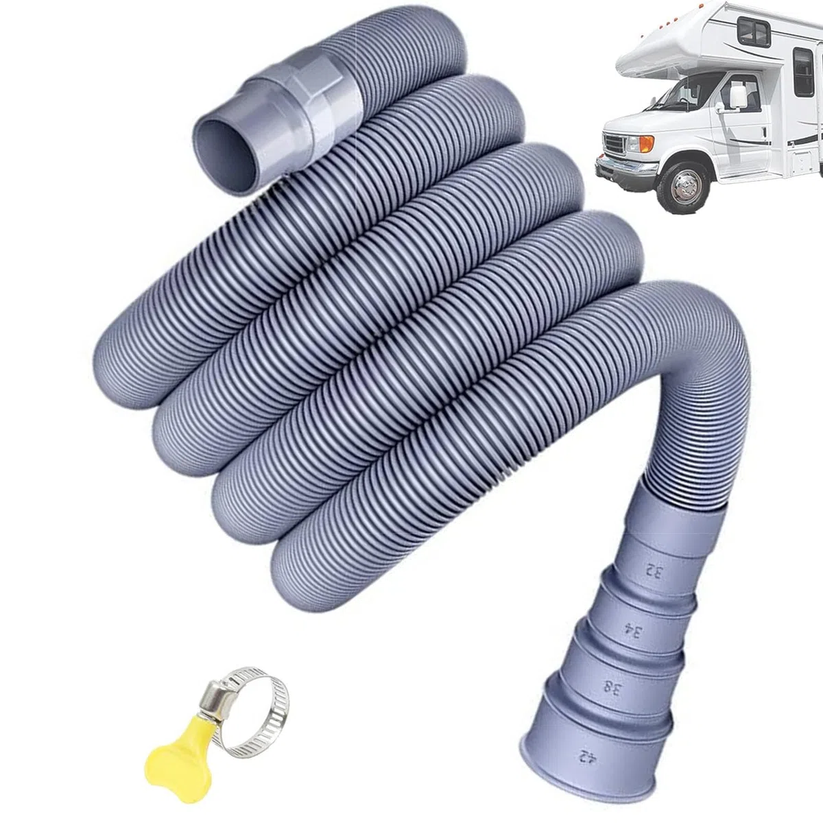 Zusammenklappbares Wohnwagen-Abflussrohr mit verstellbarem Adapter, Wohnmobil-Abwasserschlauch-Set für Wohnmobil, flexibles Abflussrohr für Wohnmobil, Anhänger, Wohnwagen-Zubehör (10m)