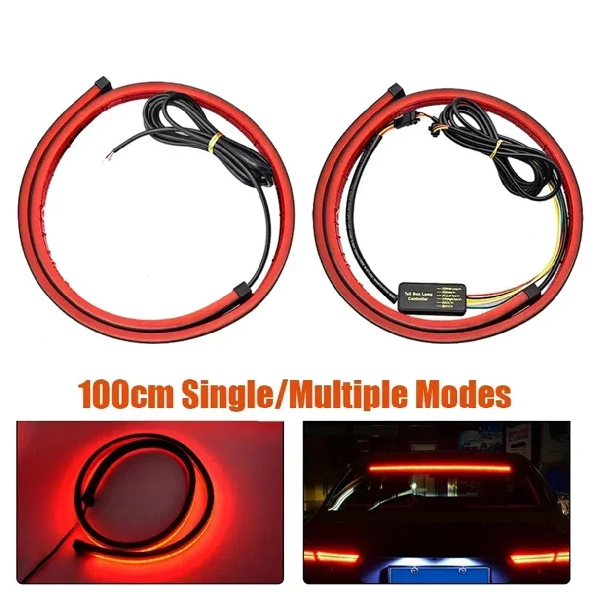 Bremsleuchte 100cm Auto Styling Hohe Hinten Zusätzliche Bremsleuchten Mit Blinker Lauflicht Auto Bremse Flexible Streifen(100cm Single Mode)