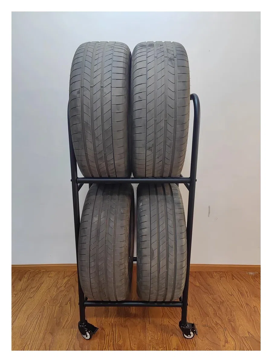 Reifenregal Reifenständer Hochleistungs-Autoreifen-Lagerregal Mit Rädern, Für 4 Reifen, Großer Kommerzieller 2-lagiger Reifenregal-Organizer, Universal-Radständerhalter Für Autowerkstätten(2 pack)