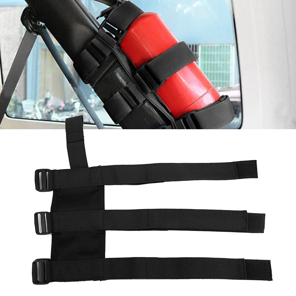 Auto Feuerlöscher Gurt, Yosoo Auto Auto Feuerlöscher Befestigungshalter Gürtel Verstellbarer Riemen Ersatz für Tj Yj Jk Cj Für Extintor Auto Feuerlöscher Halter(Schwarz)