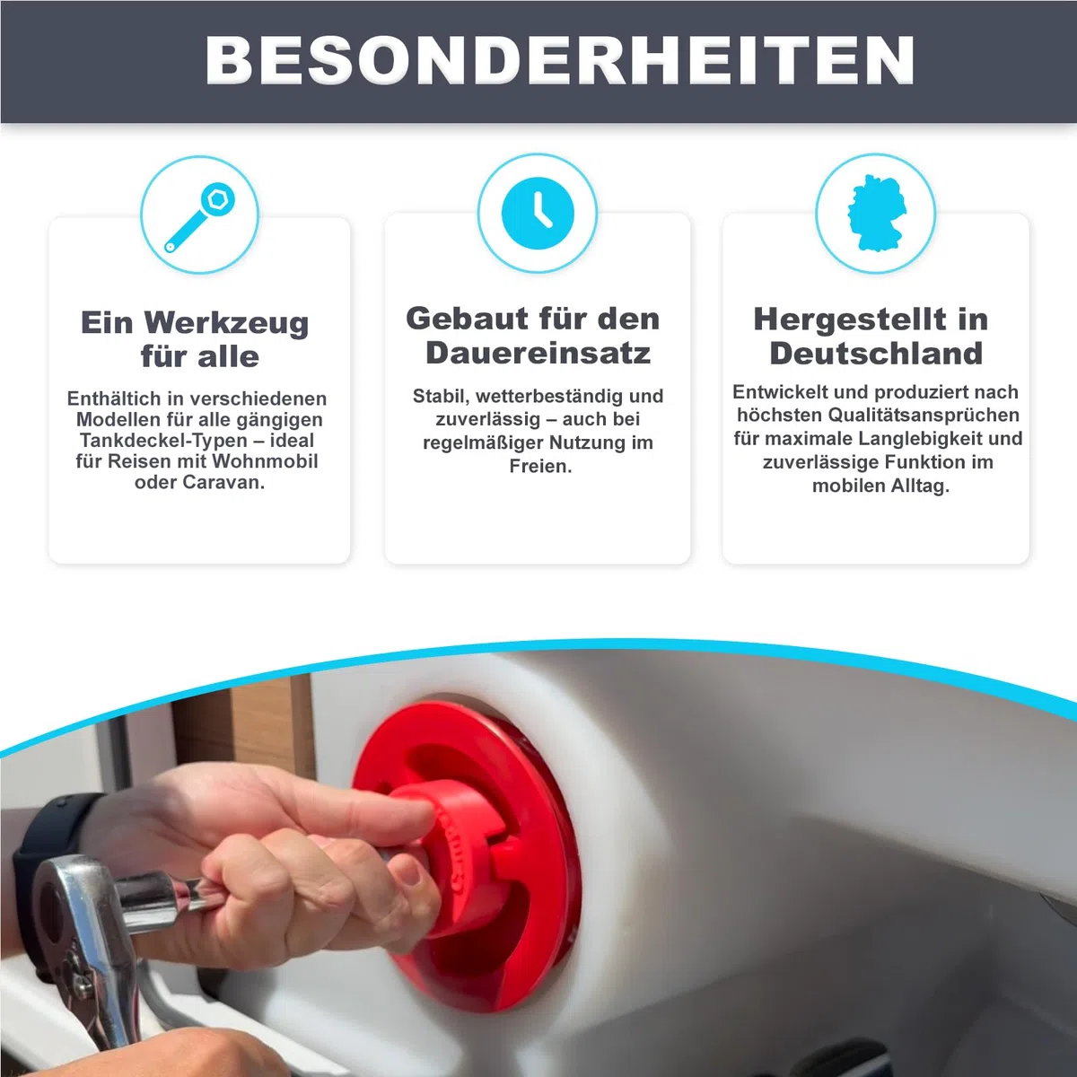 Wassertank-Verschluss-Werkzeug – Profi-Tool zur schnellen und sicheren Entfernung von Wohnmobil-Wassertankdeckeln – robust & langlebig – ideal für Camper und Wohnmobile (K)