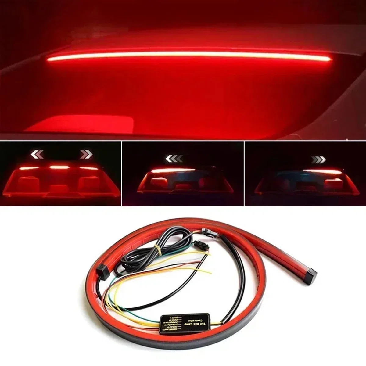 Bremsleuchte 100cm Auto Styling Hohe Hinten Zusätzliche Bremsleuchten Mit Blinker Lauflicht Auto Bremse Flexible Streifen(100cm Single Mode)