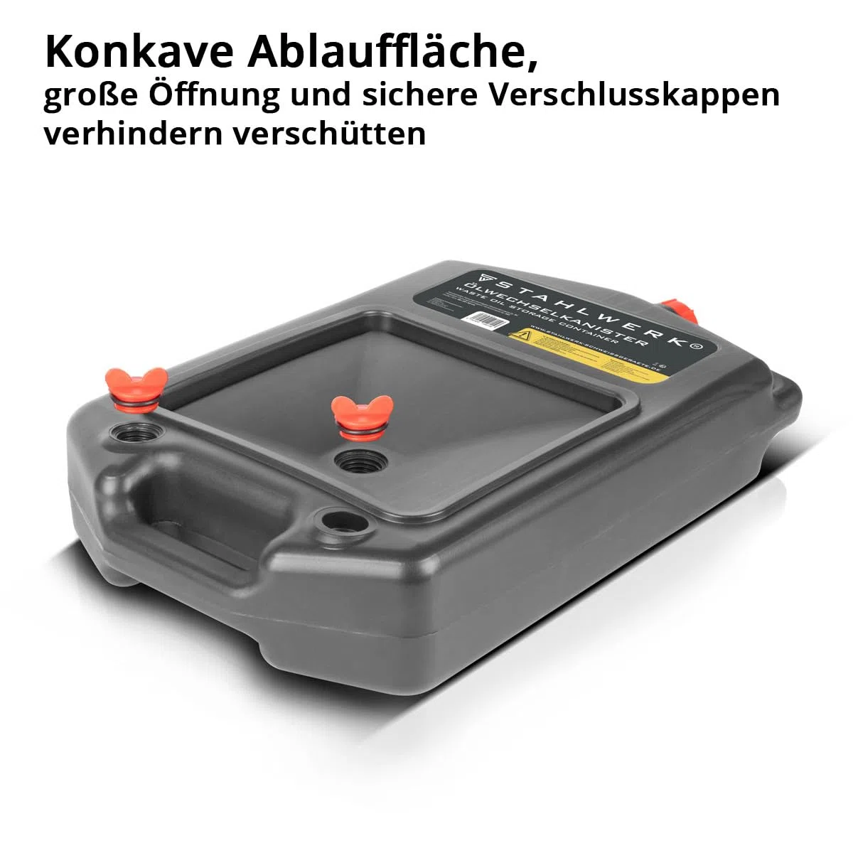 STAHLWERK Ölwechselkanister 10 L - Robuste Ölauffangwanne, mobil und flexibel einsetzbar, Ölwanne mit Auffanghilfe, 2-in-1 Funktion, Öl- und Treibstoffkanister für Auto, Motorrad und Werkstatt