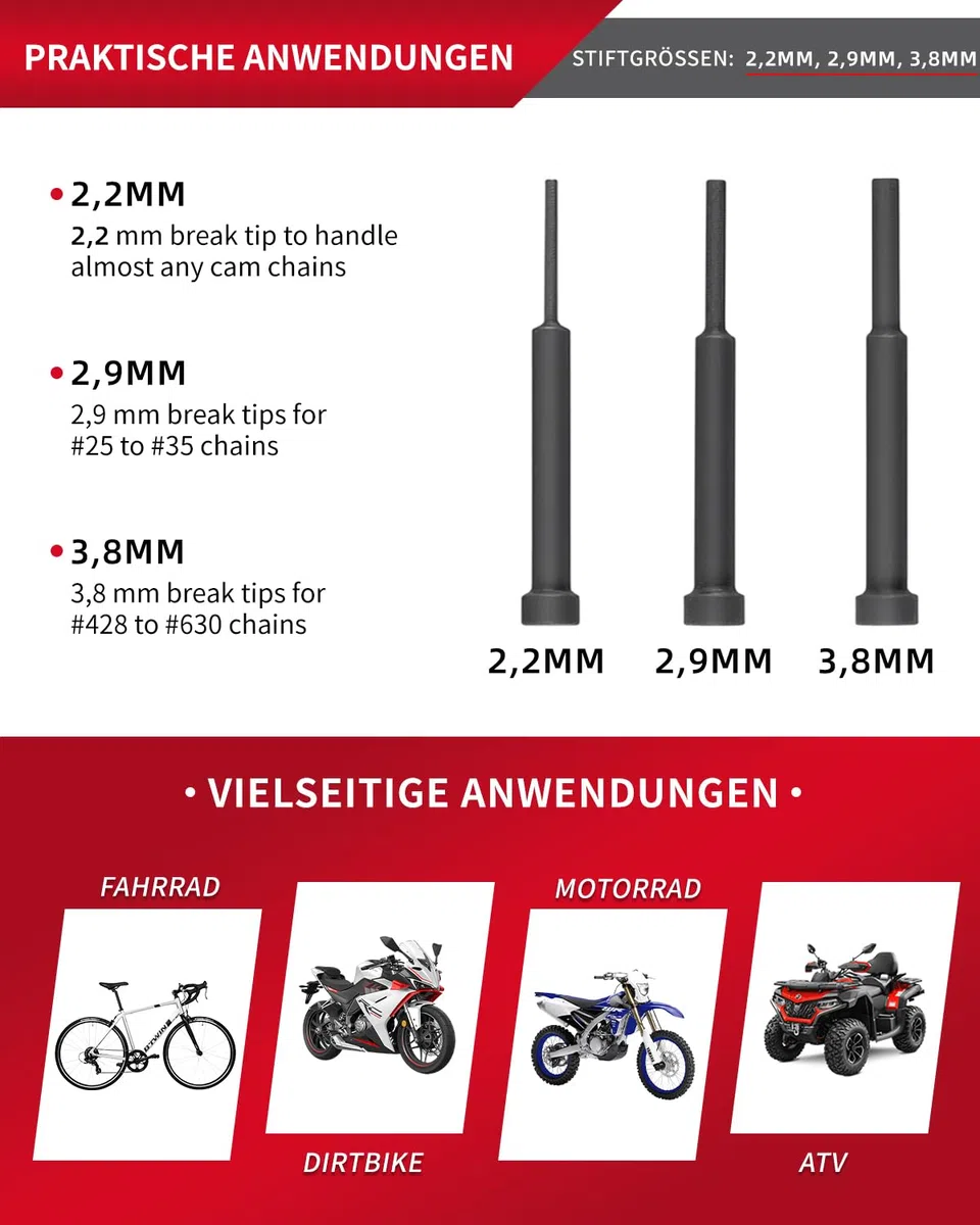 DAYUAN Kettennieter Motorrad,Motorrad Kettenbrecher Werkzeugsatz, Motorradketten Trennwerkzeug Nietwerkzeug,Riveting Tool Motorcycle, Motorradketten Kettentrenner Für Atv Dirt Bike Fahrrad/Motorrad