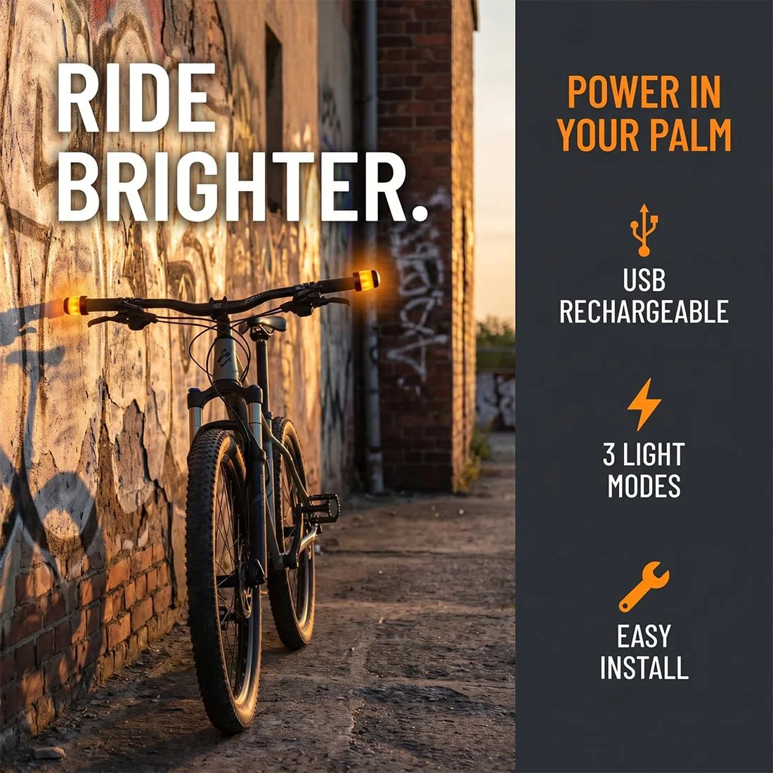 2026 LED Blinker E Scooter Nachrüsten Set, Wiederaufladbare Fahrrad Blinker für E Scooter,linker Lenkerstopfen für Xiaomi&Segway Ninebot,für Lenker mit 17,2–22 mm Durchmesser (Schwarz und Orange)