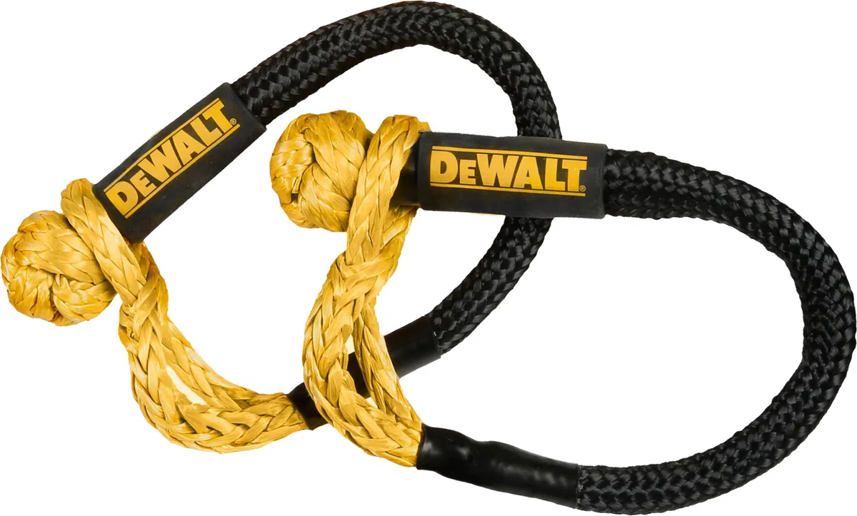 DEWALT DXBC90006 kinetisches Abschleppseil-Erholungsset mit 2 weichen Schäkeln (13,3 kg Bruchfestigkeit), Schwarz/Gelb, 2,2 x 9,2 m