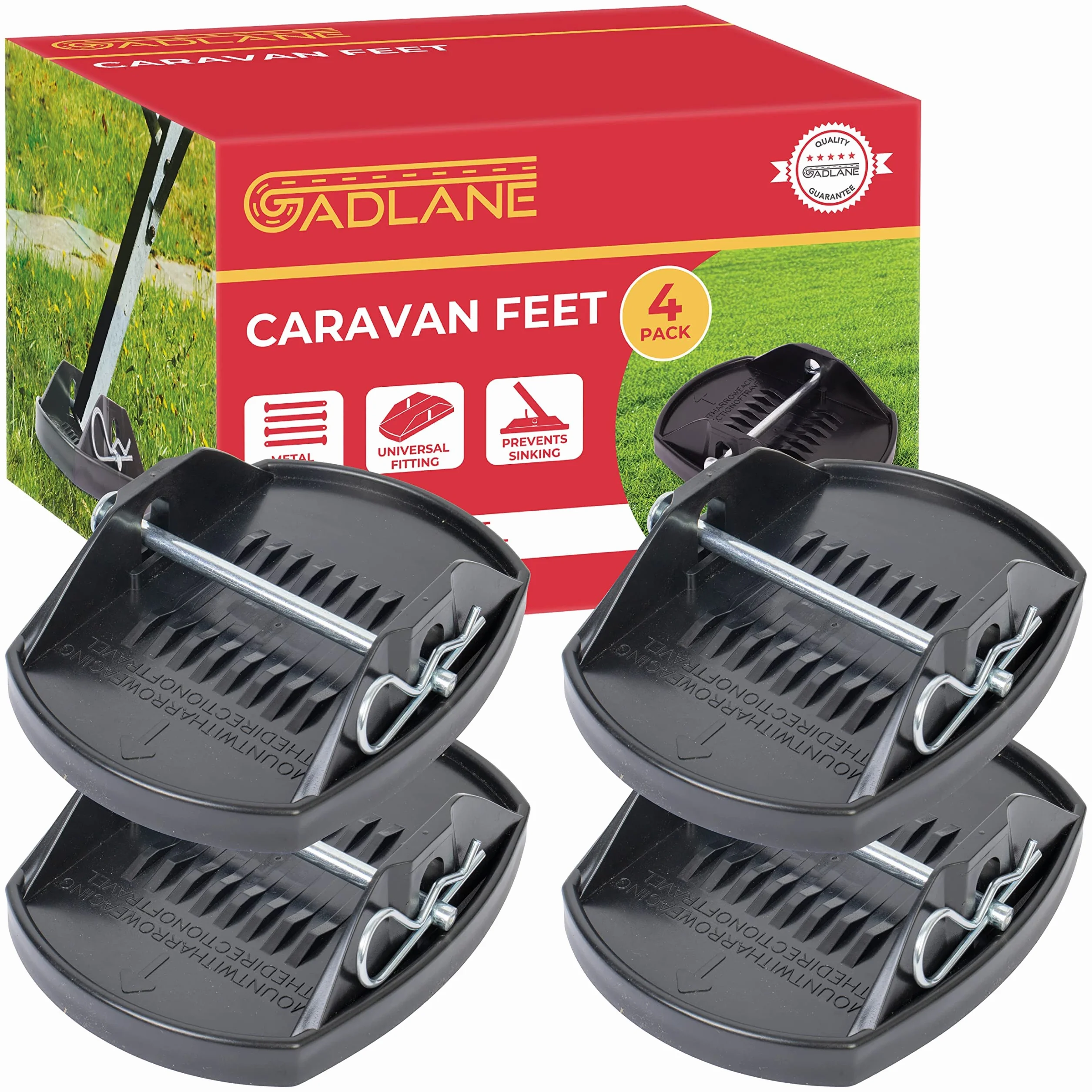 GADLANE Wohnwagen Stützplatten 4 Stück - Robust Stützblöcke für Wohnmobil, Caravan, Anhänger - Ideal zur Stabilisierung des Wohnwagenbeins (Kein Werkzeug Erforderlich)