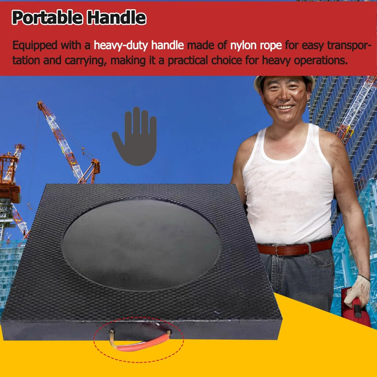 Ausleger-Pad Wagenheber Gummiauflage Jack Pads 12x12 16x16 20x20 24x24 28x28 Zoll Schwarz Ausleger-Pad Für Kran Abschleppwagen, Unzerbrechlich Hochbelastbar RV Stabilisator Pads/ Jack Landing Pad, Mit