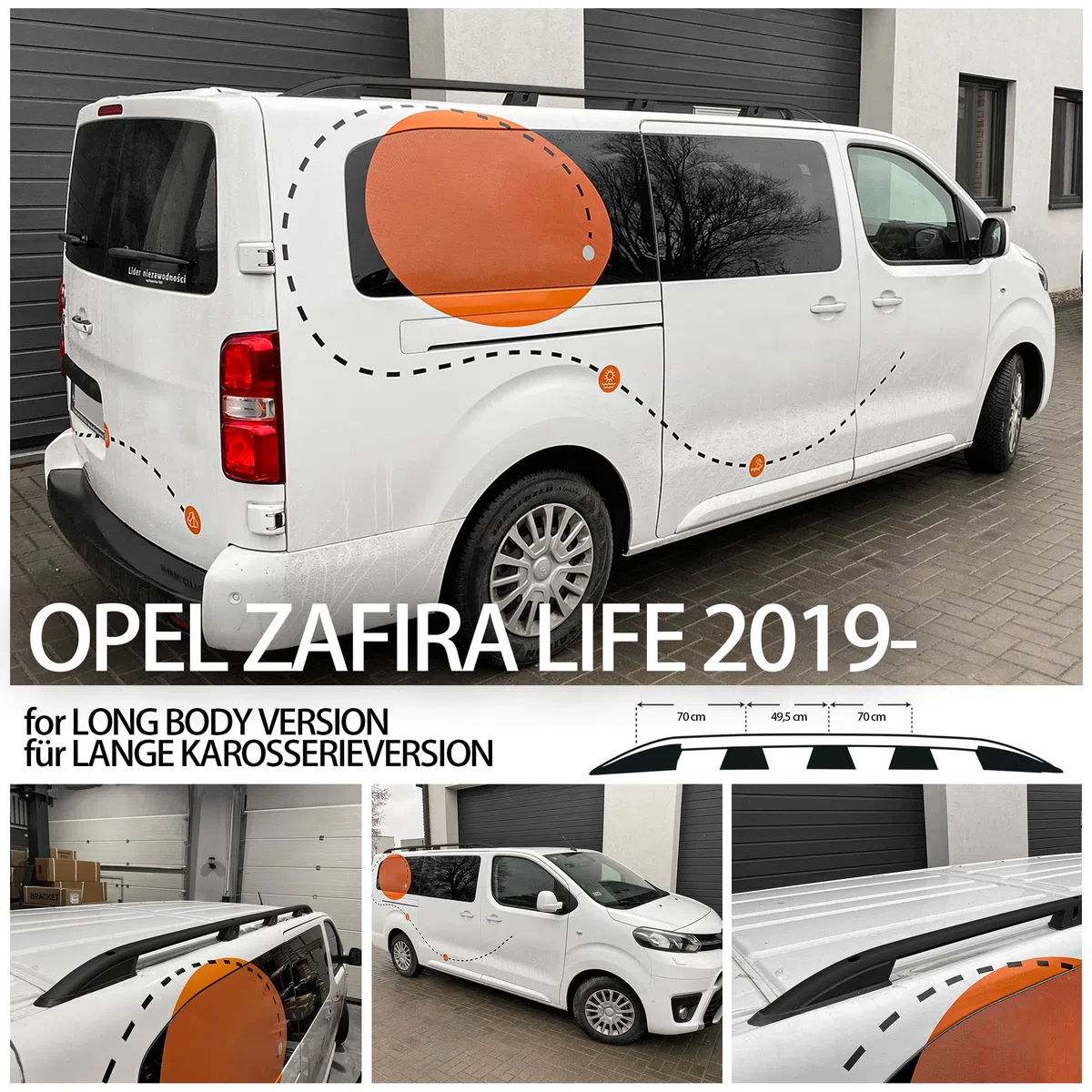 CHROMEMASTER | Dachreling Dachträger | Kompatibel mit Opel Zafira Life 2019- Extra Long/L3; Zur Befestigung der Dachgepäckträger, Dachboxen oder Dachfahrradträger | Robuste Konstruktion aus Aluminium
