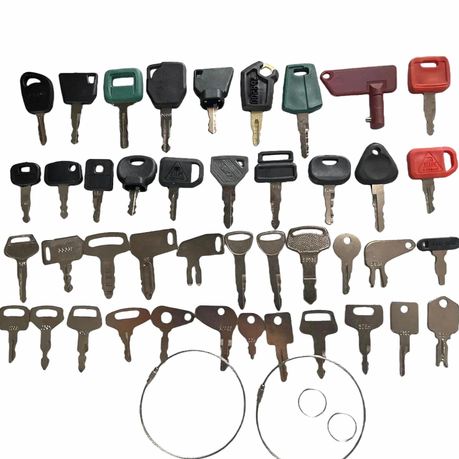 Baumaschinen Schlüssel Set 42 Stück, Zündschlüssel & Ersatzschlüssel, Universal Schlüssel für Bagger, Cat, Komatsu, Kubota, Hitachi, Takeuchi, Volvo, Bobcat, John Deere, Toyota, JLG, Genie