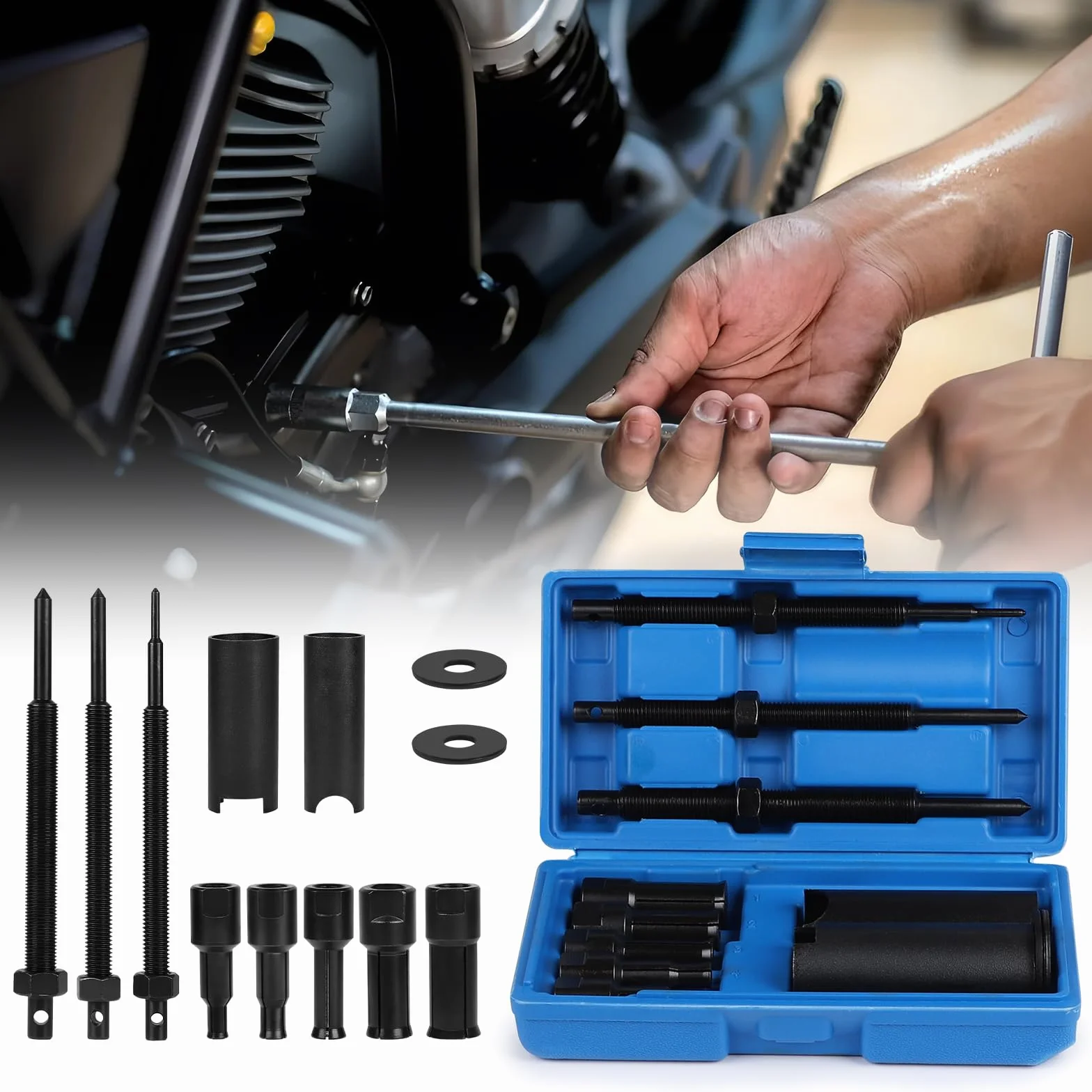DBREAKS Lagerabzieher Innen, 9-23mm Innenlager Abzieher Set, Motorrad Innenabzieher Lager mit 5 Größen Offene Clips, Kugellager Abzieher, Radlager Werkzeug für Motorräder