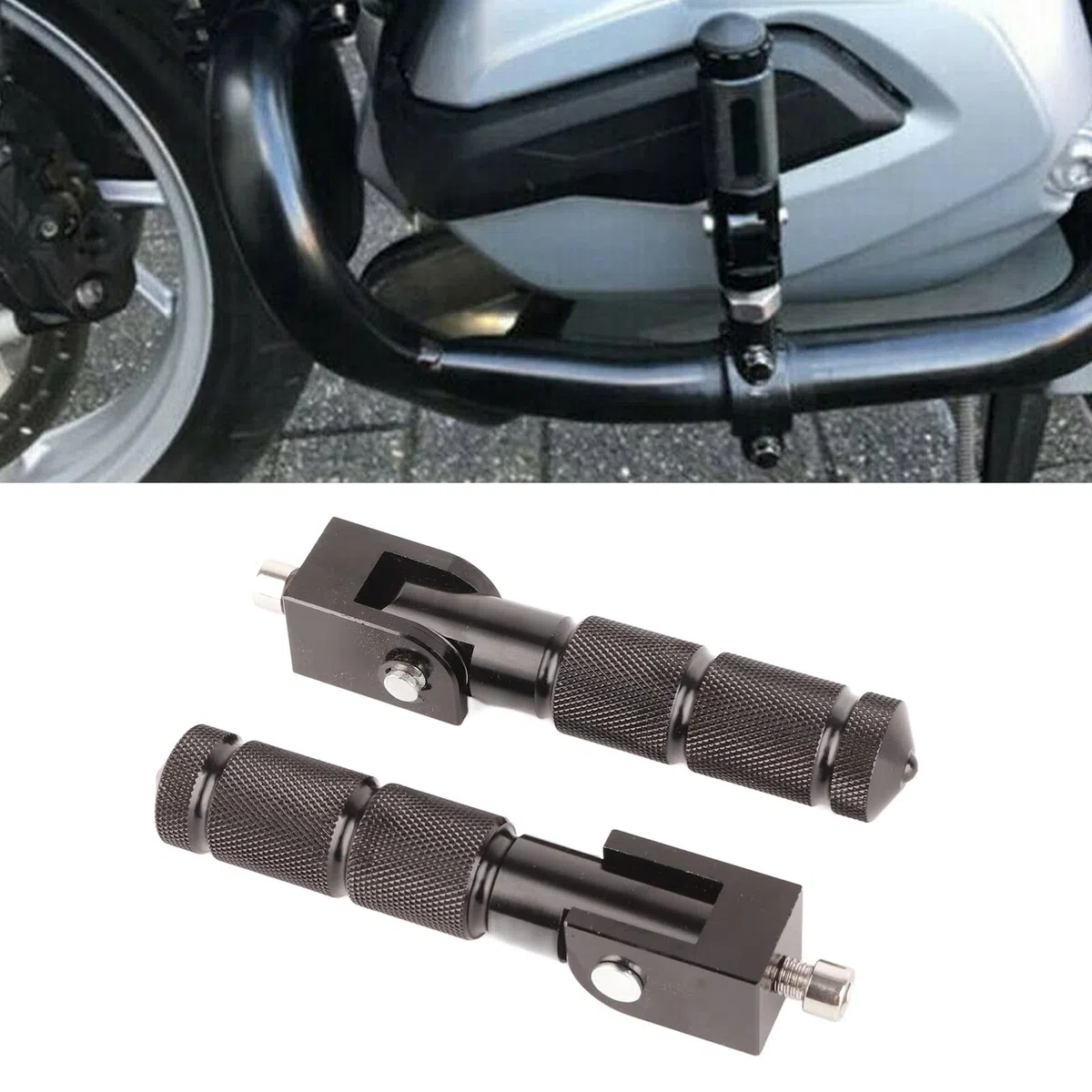 Motorrad Fußrasten, Universelle Klappbare Aluminium Fußrasten mit Rückfederung 129mm für Motorräder und Elektroautos