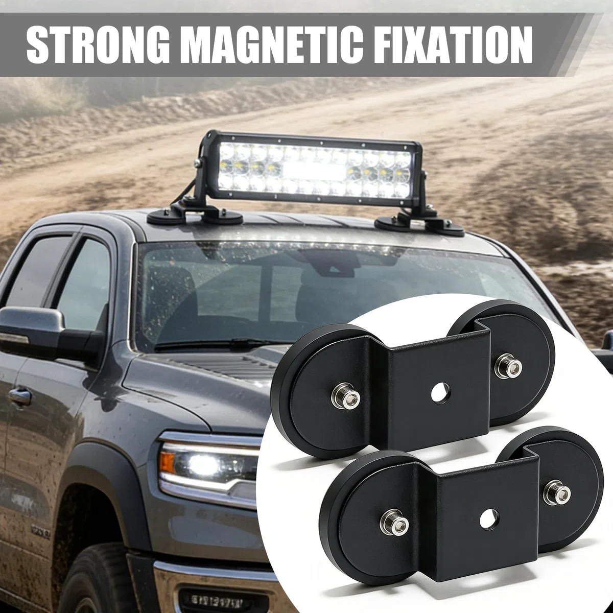 2 Stück Auto Magnet Lightbar Halterung, 88 mm Magnet-Montagehalterungen, Universal Magnetic Light Bar Montagehalterung für Offroad Auto SUV Lastkraftwagen ATV LKW KFZ