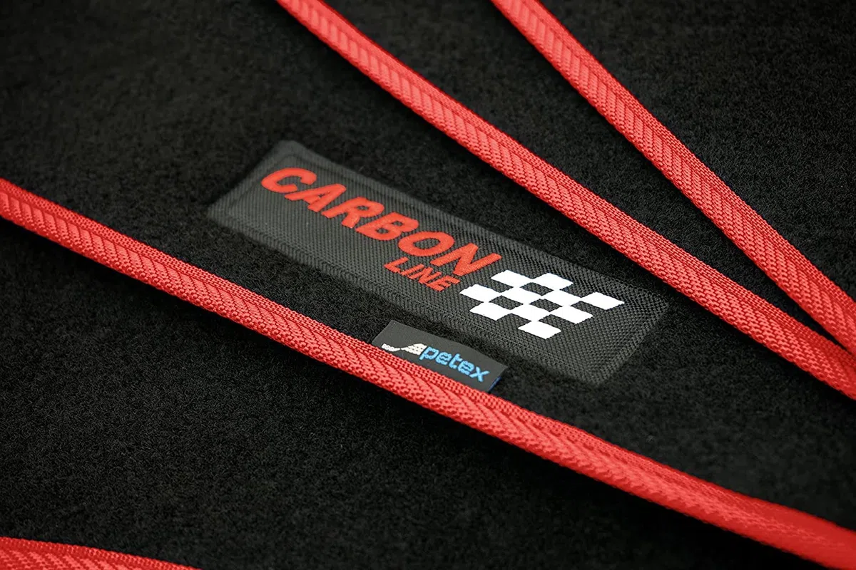 PETEX Carbon Autoteppich Universal 4-teilig rot