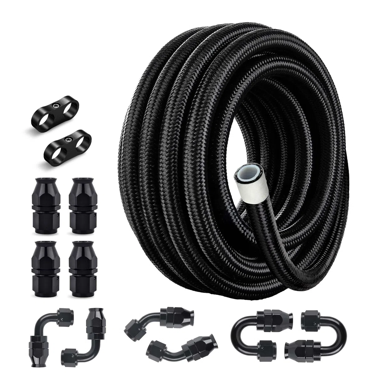 EVIL ENERGY 8AN PTFE-Kraftstoffleitungs-Set, E85 Nylon-geflochtener Benzinschlauch, 6 m (0,394 Zoll Innendurchmesser)