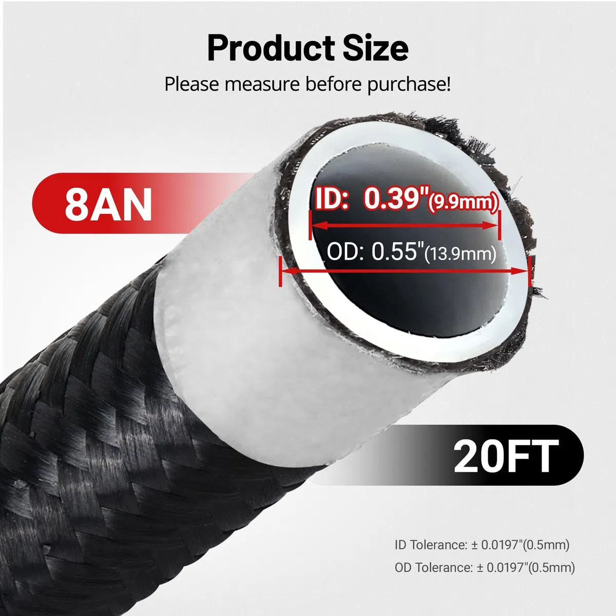 EVIL ENERGY 8AN PTFE-Kraftstoffleitungs-Set, E85 Nylon-geflochtener Benzinschlauch, 6 m (0,394 Zoll Innendurchmesser)