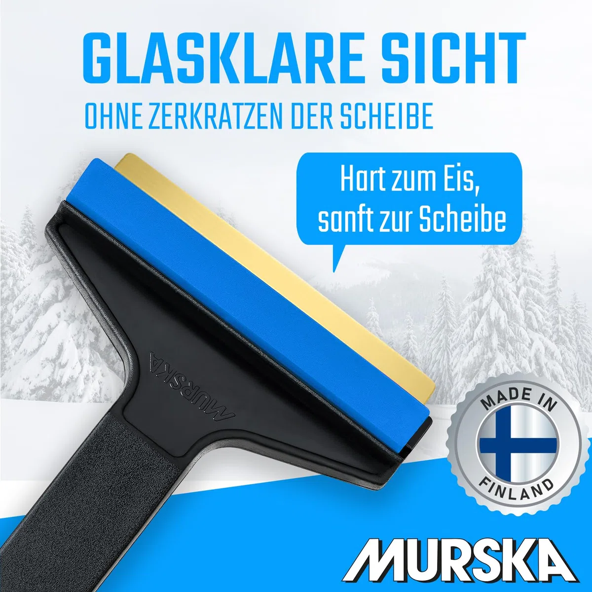 LP A053-2 Eiskratzer Auto [2 Stück] - Messing Scheibenkratzer Auto - schnell, mühelos & schonend - Premium HIPS - mit Messingklinge & Gummilippe - aus Finnland