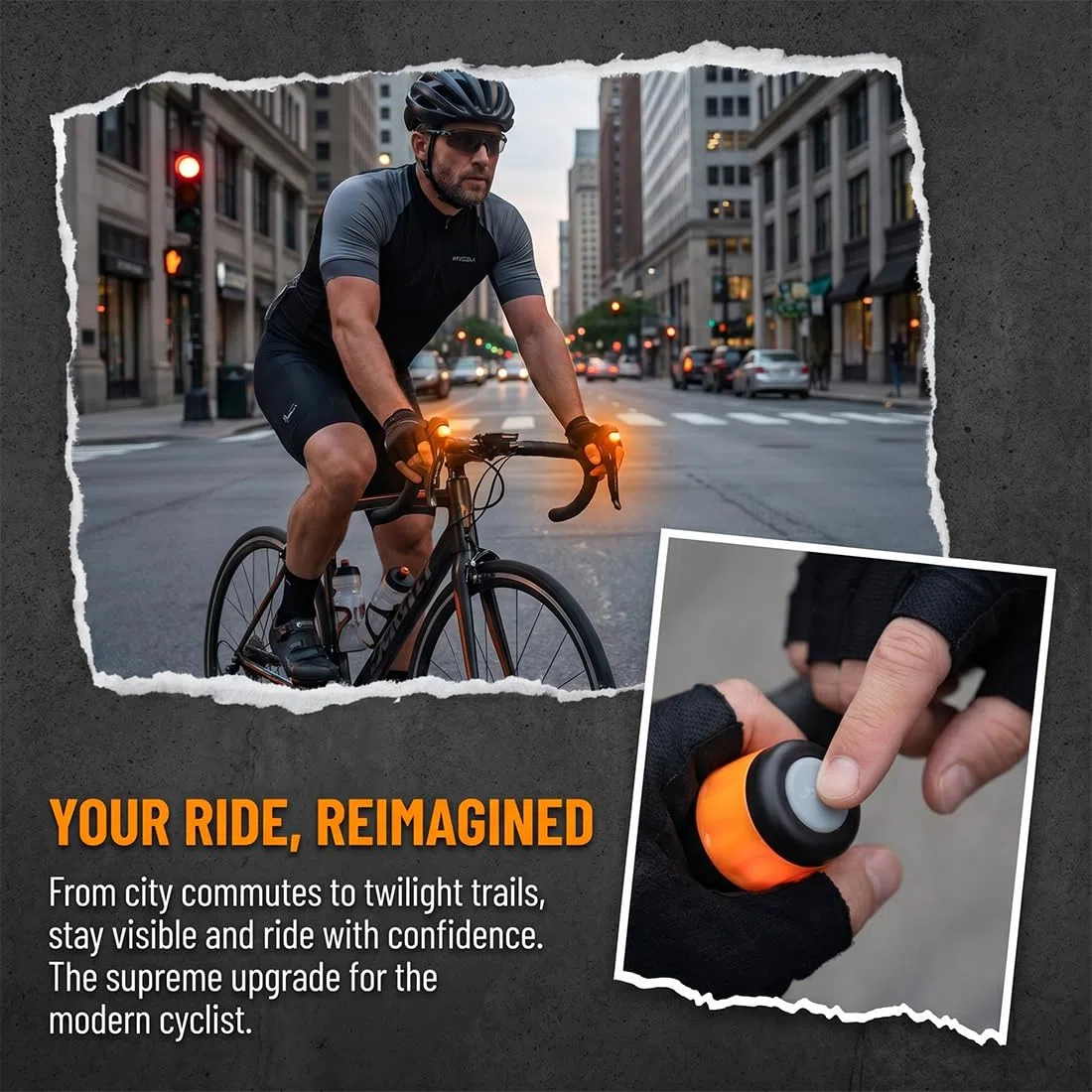 2026 LED Blinker E Scooter Nachrüsten Set, Wiederaufladbare Fahrrad Blinker für E Scooter,linker Lenkerstopfen für Xiaomi&Segway Ninebot,für Lenker mit 17,2–22 mm Durchmesser (Schwarz und Orange)
