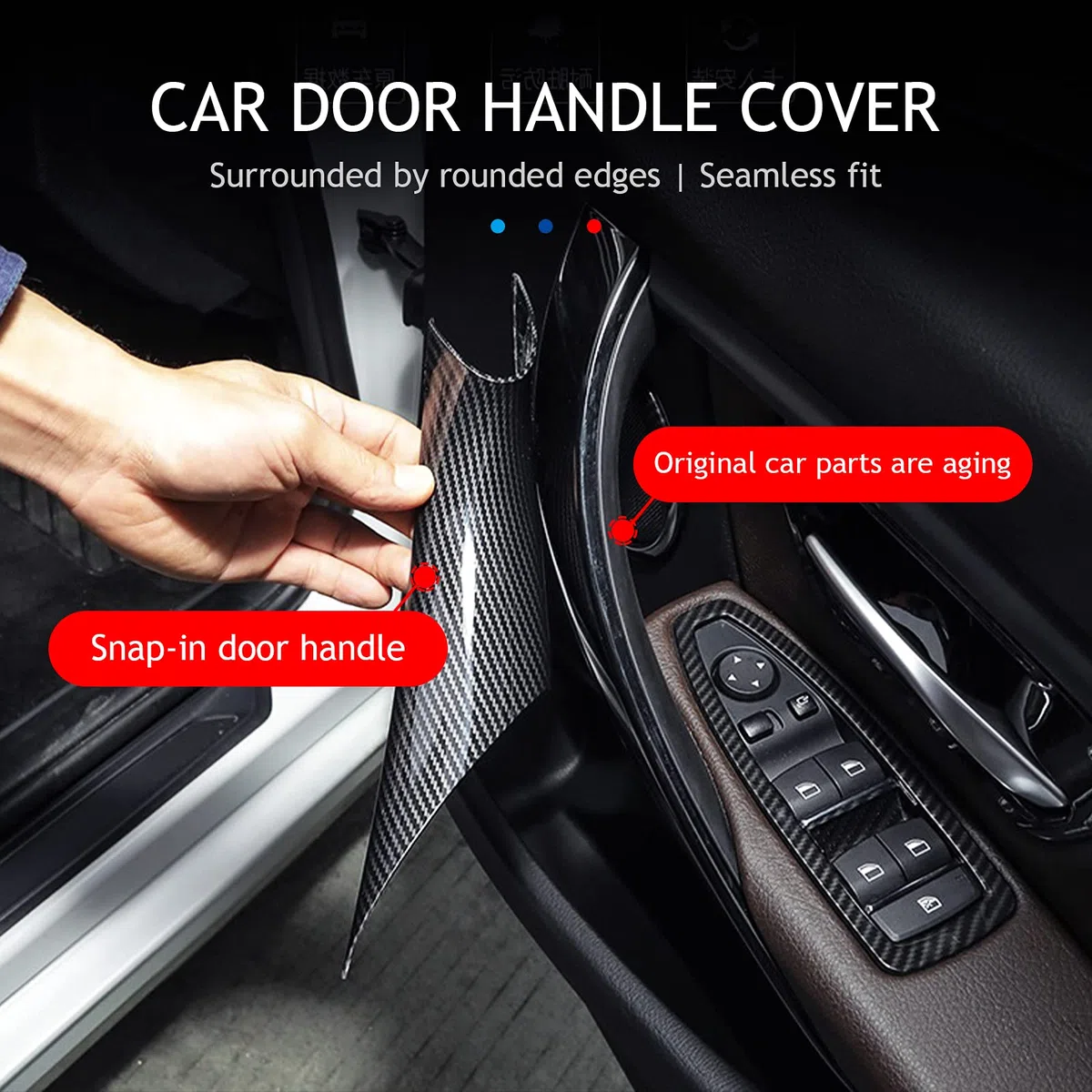 DWVV Kohlefaser Schnalle Beige Türverkleidung Griff Zugverkleidung für BMW Serie 3 4 F30 F31 F32 F33 F34 F36 F80,Schnalle Auto Innengriff für BMW 328i 330i 335i 428i 435i