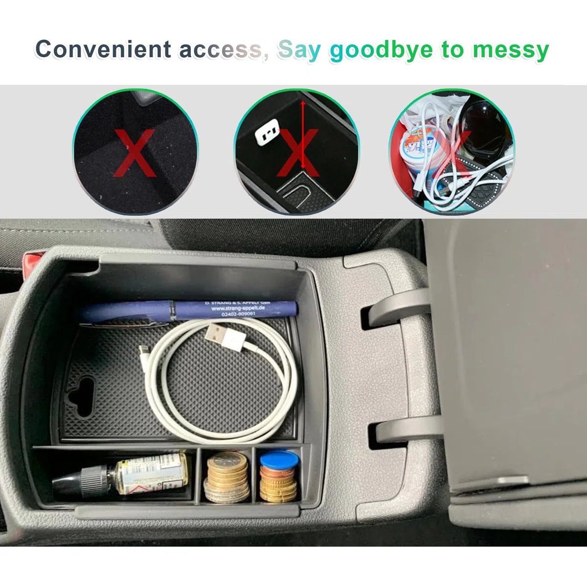 GAFAT Kompatibel mit 2017-2025 2026 Hyundai i30/N/N Line/Fastback Mittelkonsole Aufbewahrungsbox, Armlehne Organizer Tray Handschuhfach, i30 Zubehör [Nicht Für Elektronische Bremse]