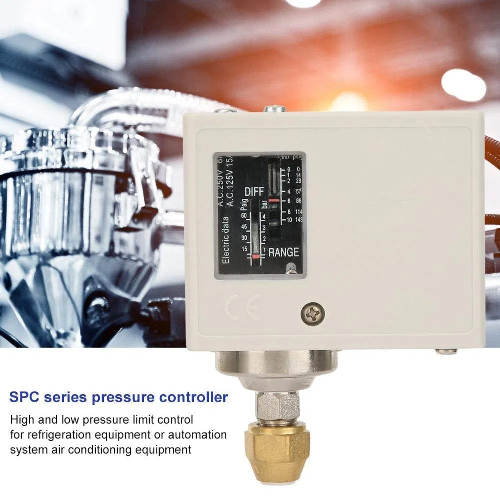 Druckschalter, 24V-380V Elektronischer Luft-Wasser-Pumpen-Kompressor-Druckregler Druckschalter, passend für Freon, Luft, Flüssigkeit