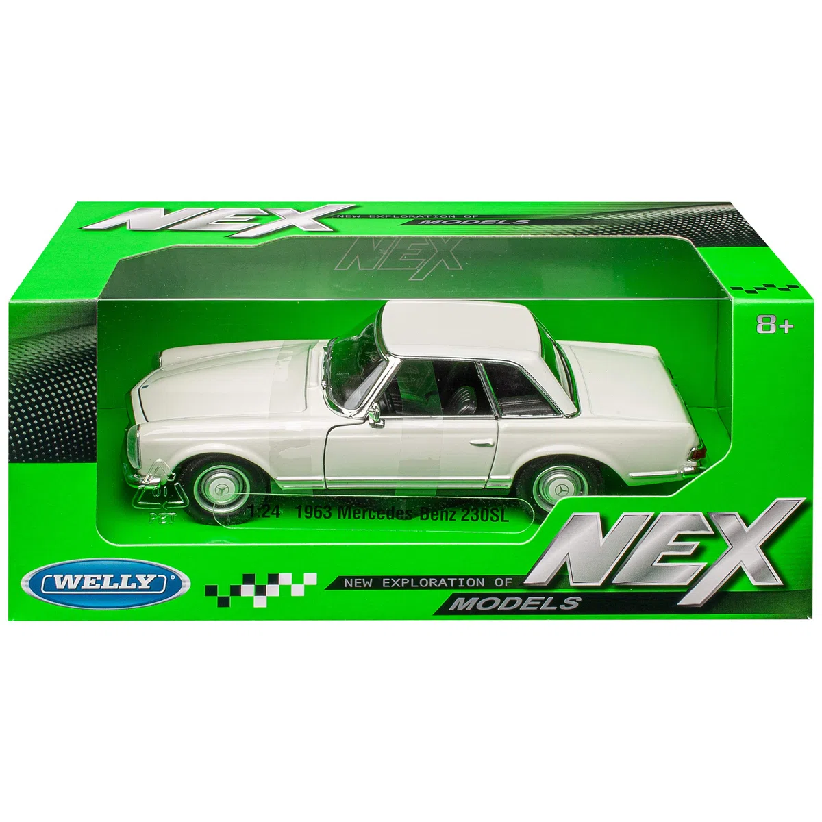 Generisch Mercedes-B SL-Klasse 230SL Pagode Coupe Beige Creme Weiss W113 1963-1971 1/24 Welly Modell Auto