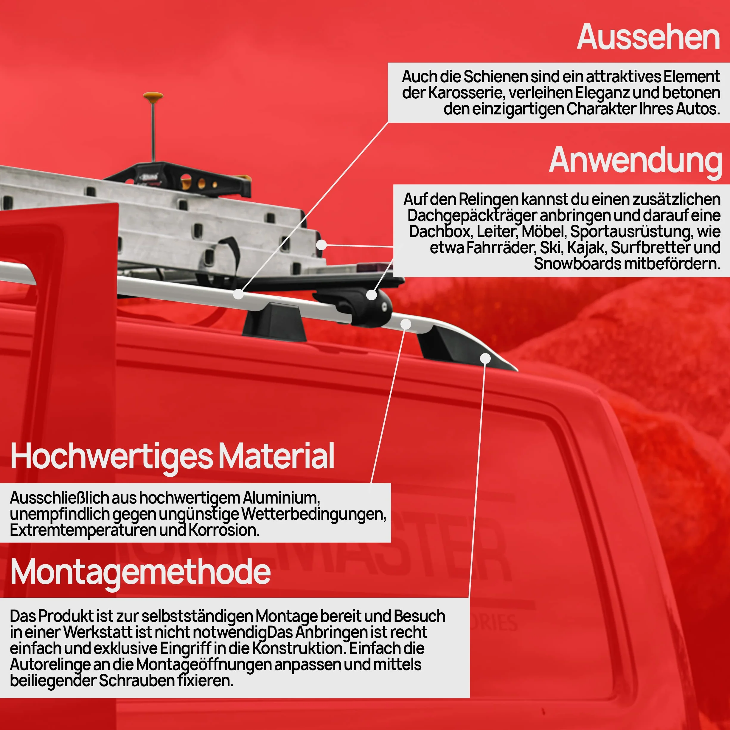 CHROMEMASTER | Dachreling Dachträger | Kompatibel mit Opel Zafira Life 2019- Extra Long/L3; Zur Befestigung der Dachgepäckträger, Dachboxen oder Dachfahrradträger | Robuste Konstruktion aus Aluminium