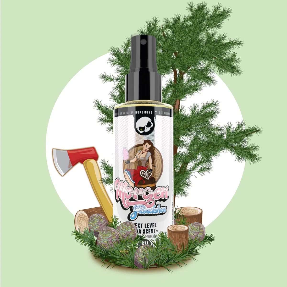 Nuke Guys Car Scents Set | 4 x 100ml Auto Duft Spray Autoparfüm | 1x Sweet Geisha 1x Bubblegum 1x Morgenständchen 1x Flores Scent - Praktischer Lufterfrischer | angenehmer Autoduft für den Innenraum