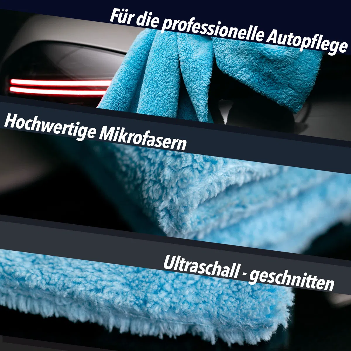 detailmate Auto Microfasertücher 40x40 550GSM randlos & lackschonend | 10 x Autopflege Mikrofasertuch für Innenraum, Lack, Felgen | Weiches Tuch Reinigungstuch Poliertuch